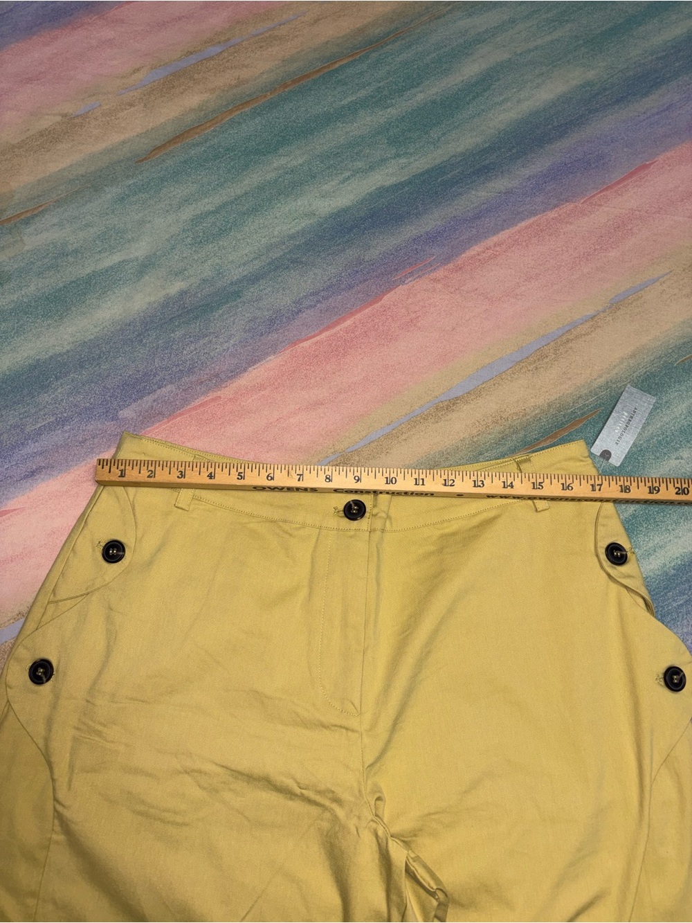 Maeve by Anthropologie Button-Pocket Wide-Leg Pants - Citron / Parsnip, Size L P - Picture 10 of 14